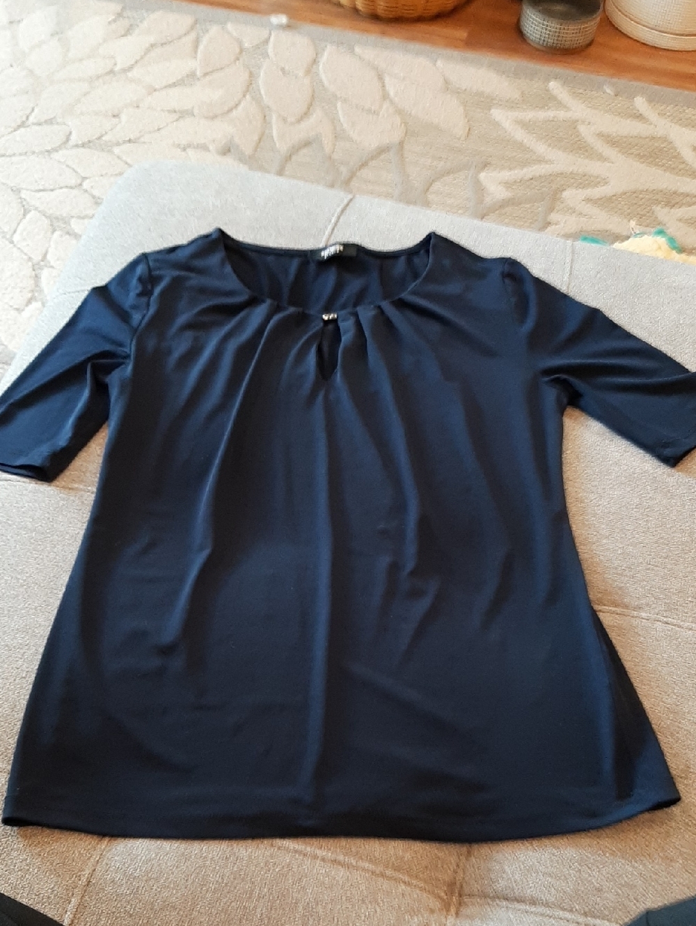 Premise Navy Short Sleeve Keyhole Tee